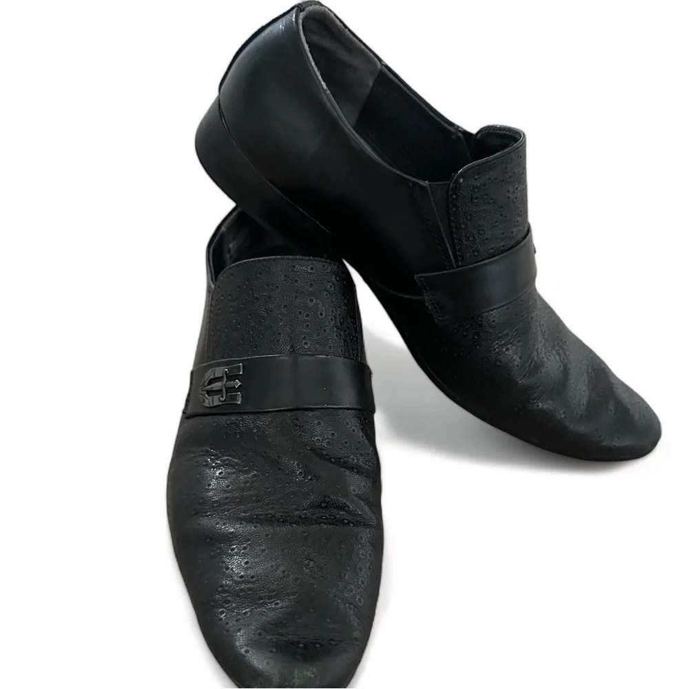 Mochi Men’s Black Leather Dress Slip On Shoes Moccasins size 42 (9)